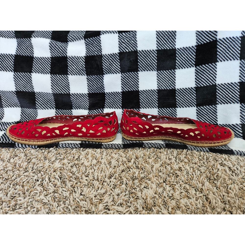 Via Spiga Women Bellerose Laser-Cut Espadrille Flat Red Size 8 - Picture 6 of 11